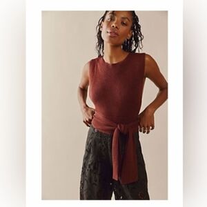 FREE PEOPLE CONVERTIBLE OPEN BACK SWEATER TANK IN BROWN